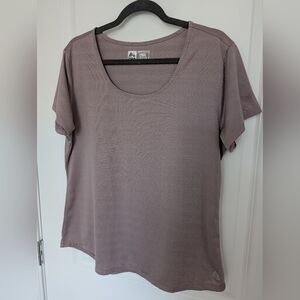 RBX Women's Size XL Mauve Short Sleeve Mesh Striped Workout Tee